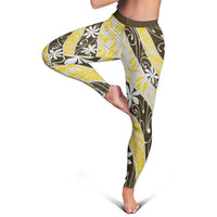 Rearea Tahiti Tiare Monstera Leggings Polynesian Pattern Curve Style - Polynesian Pride