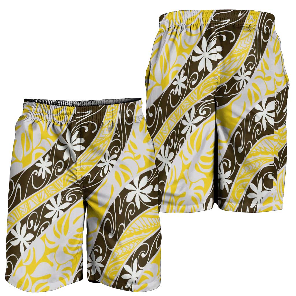 Rearea Tahiti Tiare Monstera Shorts for Men Polynesian Pattern Curve Style - Polynesian Pride