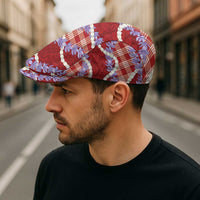 Red Hawaii Palaka Honohono Pikake Jeff Hat Hawaiian Orchid Lei Polynesian Pattern - Polynesian Pride