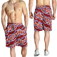 Red Hawaii Palaka Honohono Pikake Shorts for Men Hawaiian Orchid Lei Polynesian Pattern LT14 - Polynesian Pride