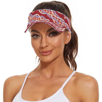 Red Hawaii Palaka Honohono Pikake Sun Visor Cap Hawaiian Orchid Lei Polynesian Pattern LT14 - Polynesian Pride