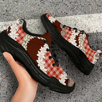 Red Hawaii Tiare and Shell Lei Chunky Sneakers Hawaiian Palaka Luxury Vibes - Polynesian Pride