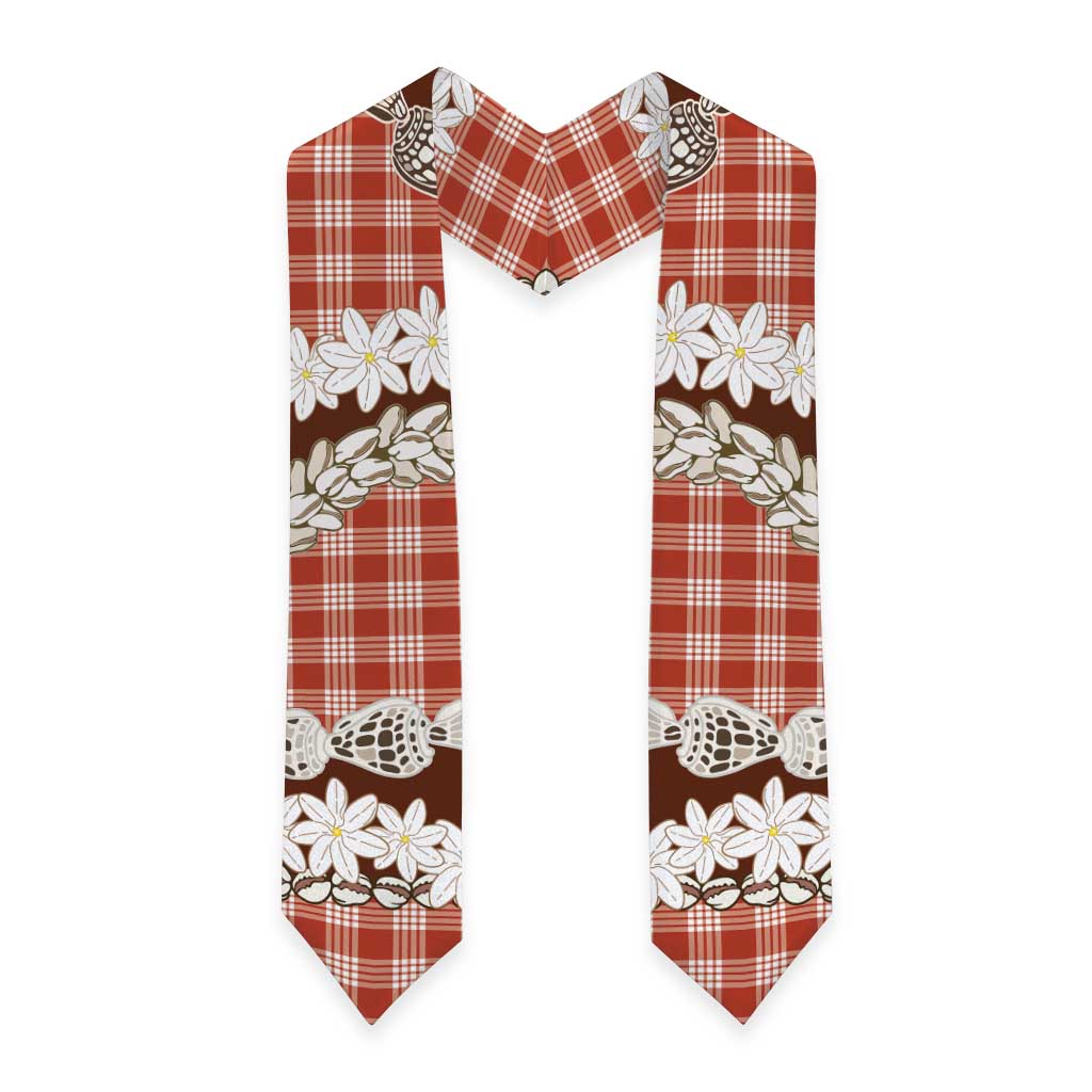 Red Hawaii Tiare and Shell Lei Graduation Stole Hawaiian Palaka Luxury Vibes LT14 - Polynesian Pride