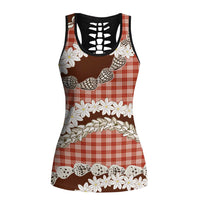 Red Hawaii Tiare and Shell Lei Hollow Tank Top Hawaiian Palaka Luxury Vibes LT14 Female Red - Polynesian Pride