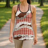 Red Hawaii Tiare and Shell Lei Hollow Tank Top Hawaiian Palaka Luxury Vibes LT14 - Polynesian Pride