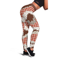 Red Hawaii Tiare and Shell Lei Leggings Hawaiian Palaka Luxury Vibes - Polynesian Pride