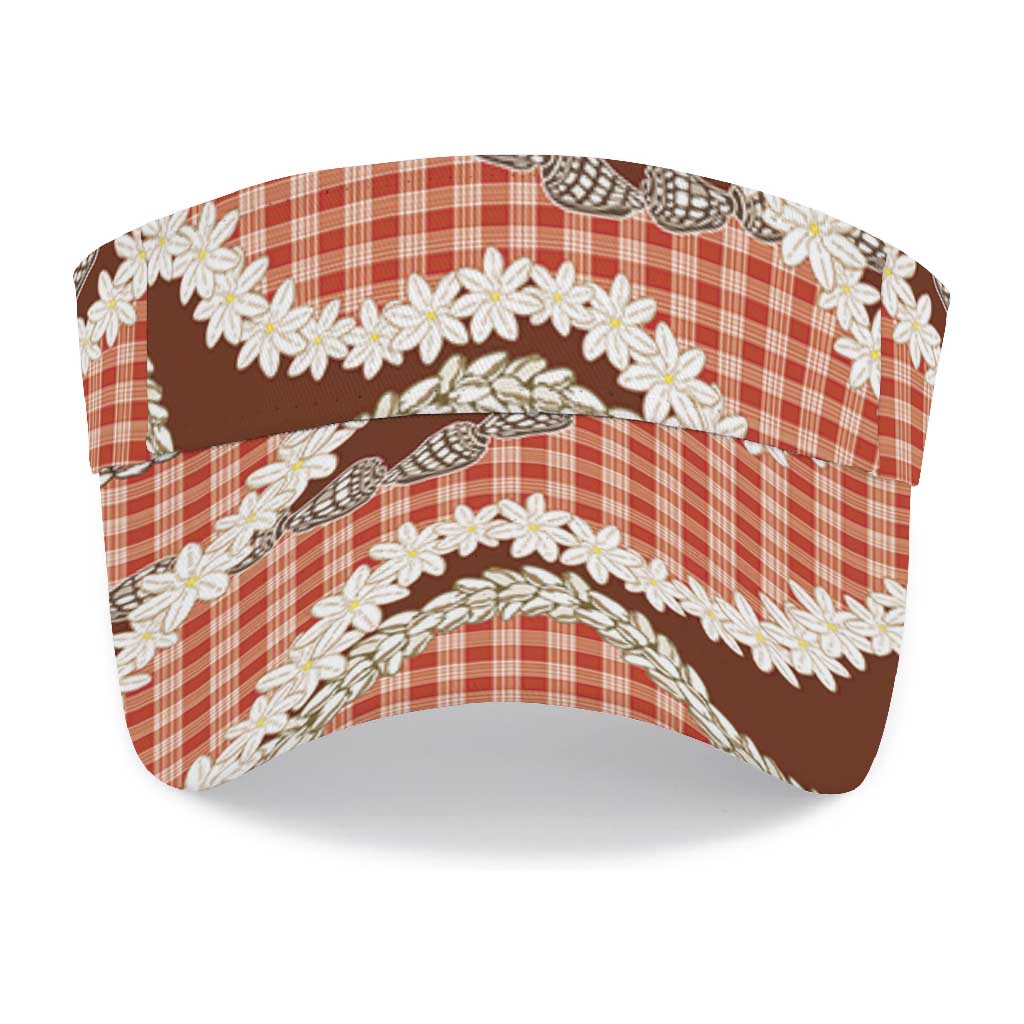Red Hawaii Tiare and Shell Lei Sun Visor Cap Hawaiian Palaka Luxury Vibes LT14 - Polynesian Pride