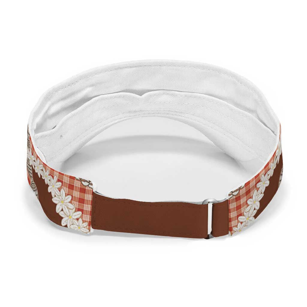 Red Hawaii Tiare and Shell Lei Sun Visor Cap Hawaiian Palaka Luxury Vibes LT14 - Polynesian Pride