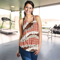 Red Hawaii Tiare and Shell Lei Women Racerback Tank Hawaiian Palaka Luxury Vibes LT14 - Polynesian Pride