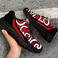 Red Maori Koru New Zealand Chunky Sneakers LT14 - Polynesian Pride