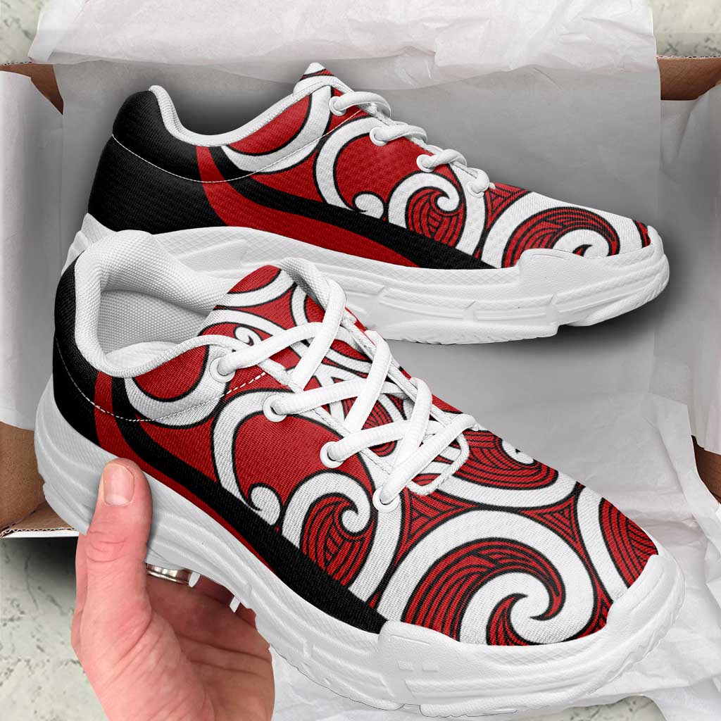 Red Maori Koru New Zealand Chunky Sneakers LT14 - Polynesian Pride