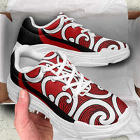 Red Maori Koru New Zealand Chunky Sneakers LT14 - Polynesian Pride