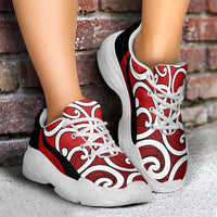 Red Maori Koru New Zealand Chunky Sneakers LT14 - Polynesian Pride