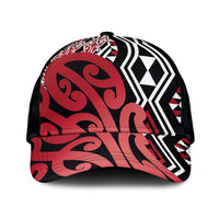 Red New Zealand Classic Cap Aotearoa Kowhaiwhai Mix Taniko Art LT14