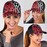 Red New Zealand Classic Cap Aotearoa Kowhaiwhai Mix Taniko Art LT14