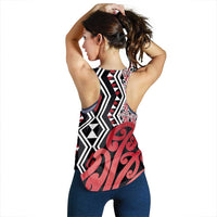 Red New Zealand Women Racerback Tank Aotearoa Kowhaiwhai Mix Taniko Art LT14