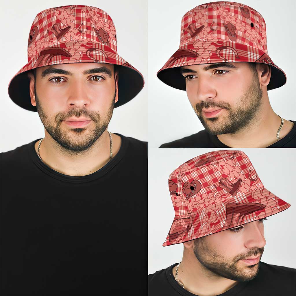 Red Palaka Hawaii Cowboy Bucket Hat Puakenikeni Lei Paniolo Papale Seamless Vibes - Polynesian Pride