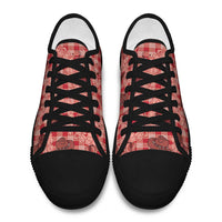 Red Palaka Hawaii Cowboy Low Top Shoes Puakenikeni Lei Paniolo Papale Seamless Vibes - Polynesian Pride