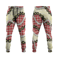 Red Palaka Hawaii Jogger Pants Kukui Nut Pikake Lei Hawaiian Tapa Pattern LT14 Red - Polynesian Pride