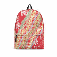 Red Palaka Hawaii Leis Backpack Hawaiian-plaid Elegant Tropical Vibes LT14 Red - Polynesian Pride