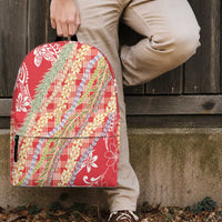 Red Palaka Hawaii Leis Backpack Hawaiian-plaid Elegant Tropical Vibes LT14 - Polynesian Pride