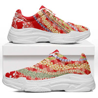 Red Palaka Hawaii Leis Chunky Sneakers Hawaiian-plaid Elegant Tropical Vibes LT14 Red - Polynesian Pride