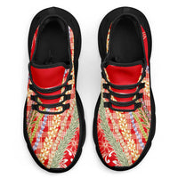 Red Palaka Hawaii Leis Clunky Sneakers Hawaiian-plaid Elegant Tropical Vibes LT14 - Polynesian Pride