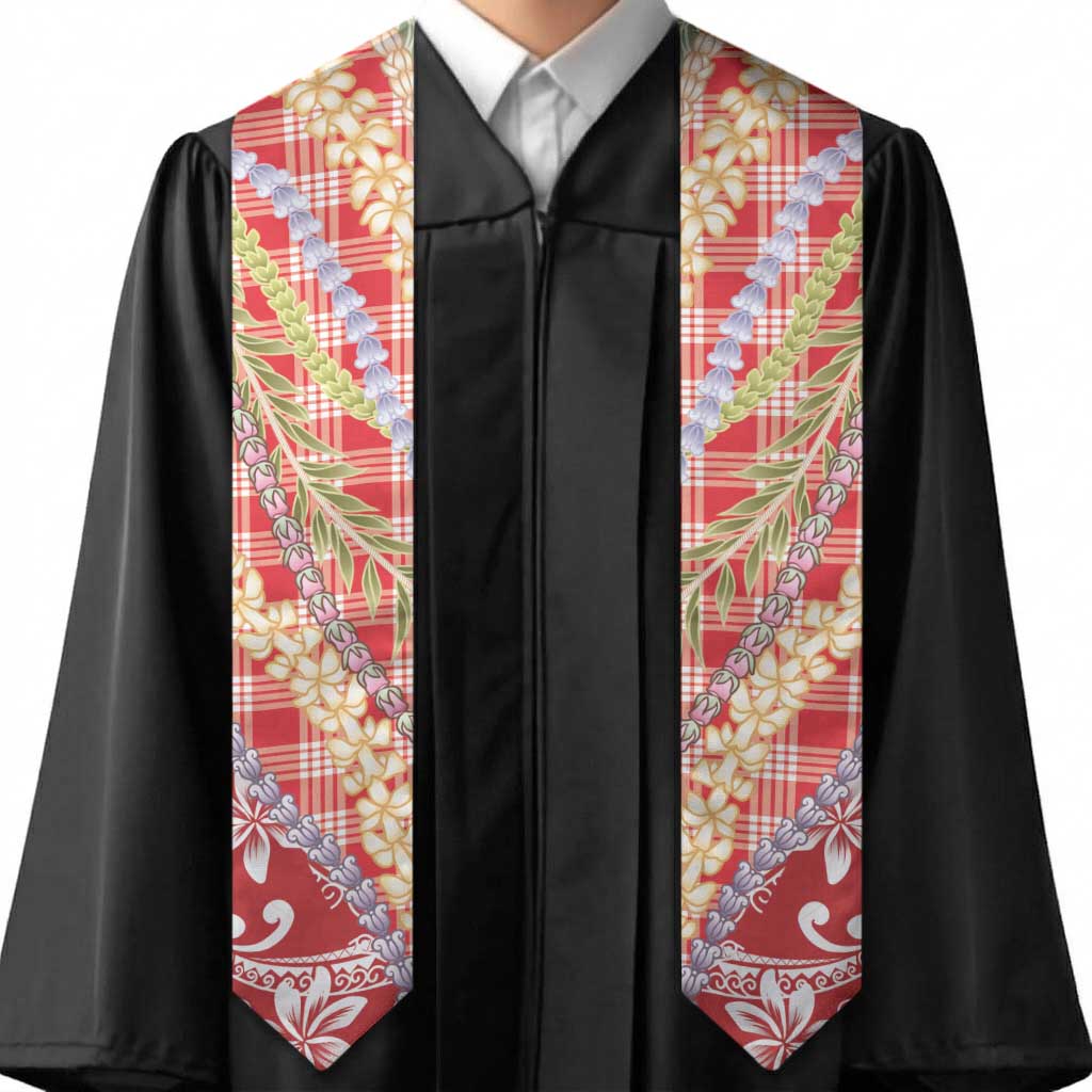 Red Palaka Hawaii Leis Graduation Stole Hawaiian-plaid Elegant Tropical Vibes - Polynesian Pride