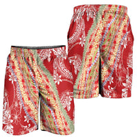 Red Palaka Hawaii Leis Shorts for Men Hawaiian-plaid Elegant Tropical Vibes LT14 - Polynesian Pride