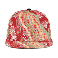 Red Palaka Hawaii Leis Snapback Cap Hawaiian-plaid Elegant Tropical Vibes - Polynesian Pride