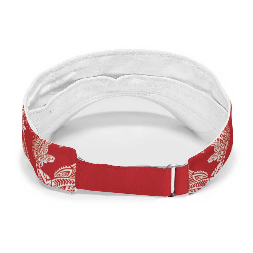 Red Palaka Hawaii Leis Sun Visor Cap Hawaiian-plaid Elegant Tropical Vibes LT14 - Polynesian Pride