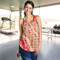 Red Palaka Hawaii Leis Women Racerback Tank Hawaiian-plaid Elegant Tropical Vibes LT14 - Polynesian Pride