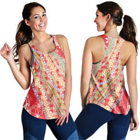 Red Palaka Hawaii Leis Women Racerback Tank Hawaiian-plaid Elegant Tropical Vibes LT14 - Polynesian Pride