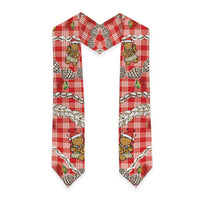 Red Palaka Hawaii Mele Kalikimaka Graduation Stole Ohia Lehua Shell Leis Funny Gingerbread Santa LT14 - Polynesian Pride