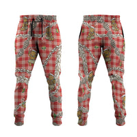 Red Palaka Hawaii Mele Kalikimaka Jogger Pants Ohia Lehua Shell Leis Funny Gingerbread Santa LT14 Red - Polynesian Pride