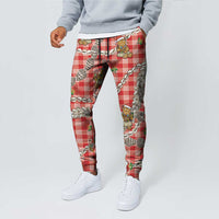 Red Palaka Hawaii Mele Kalikimaka Jogger Pants Ohia Lehua Shell Leis Funny Gingerbread Santa LT14 - Polynesian Pride