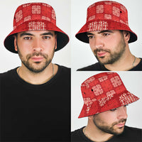 Red Palaka Quilt Hawaii Bucket Hat Traditional Hawaii-plaid Pattern - Polynesian Pride