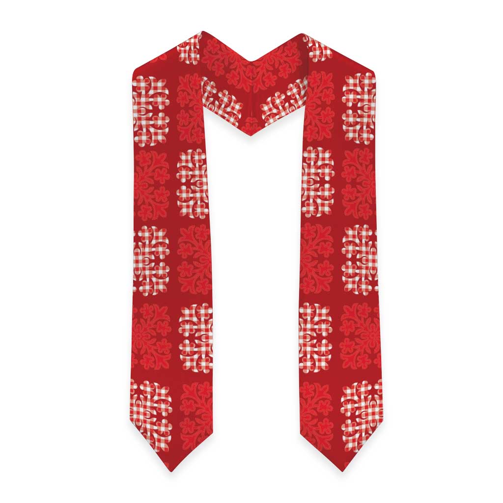 Red Palaka Quilt Hawaii Graduation Stole Traditional Hawaii-plaid Pattern - Polynesian Pride