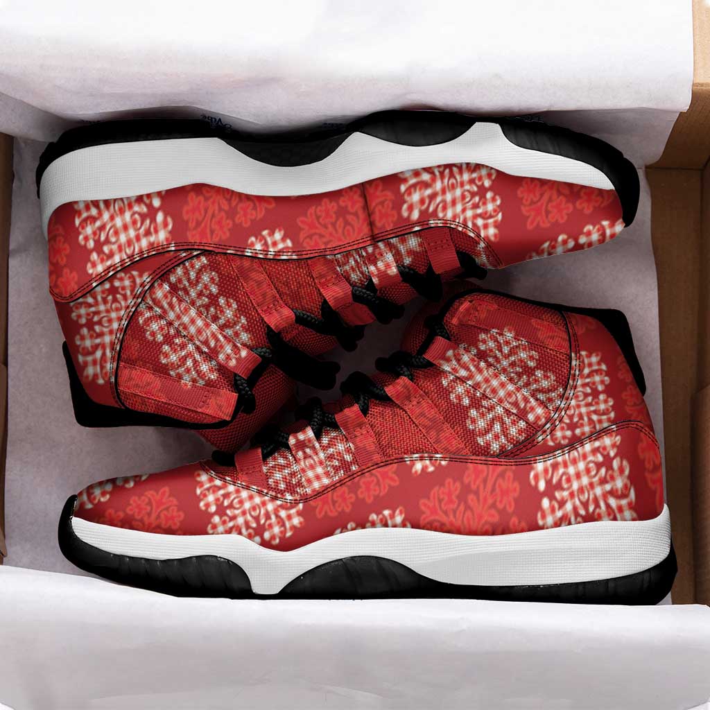 Red Palaka Quilt Hawaii Sneakers J11 Traditional Hawaii-plaid Pattern - Polynesian Pride