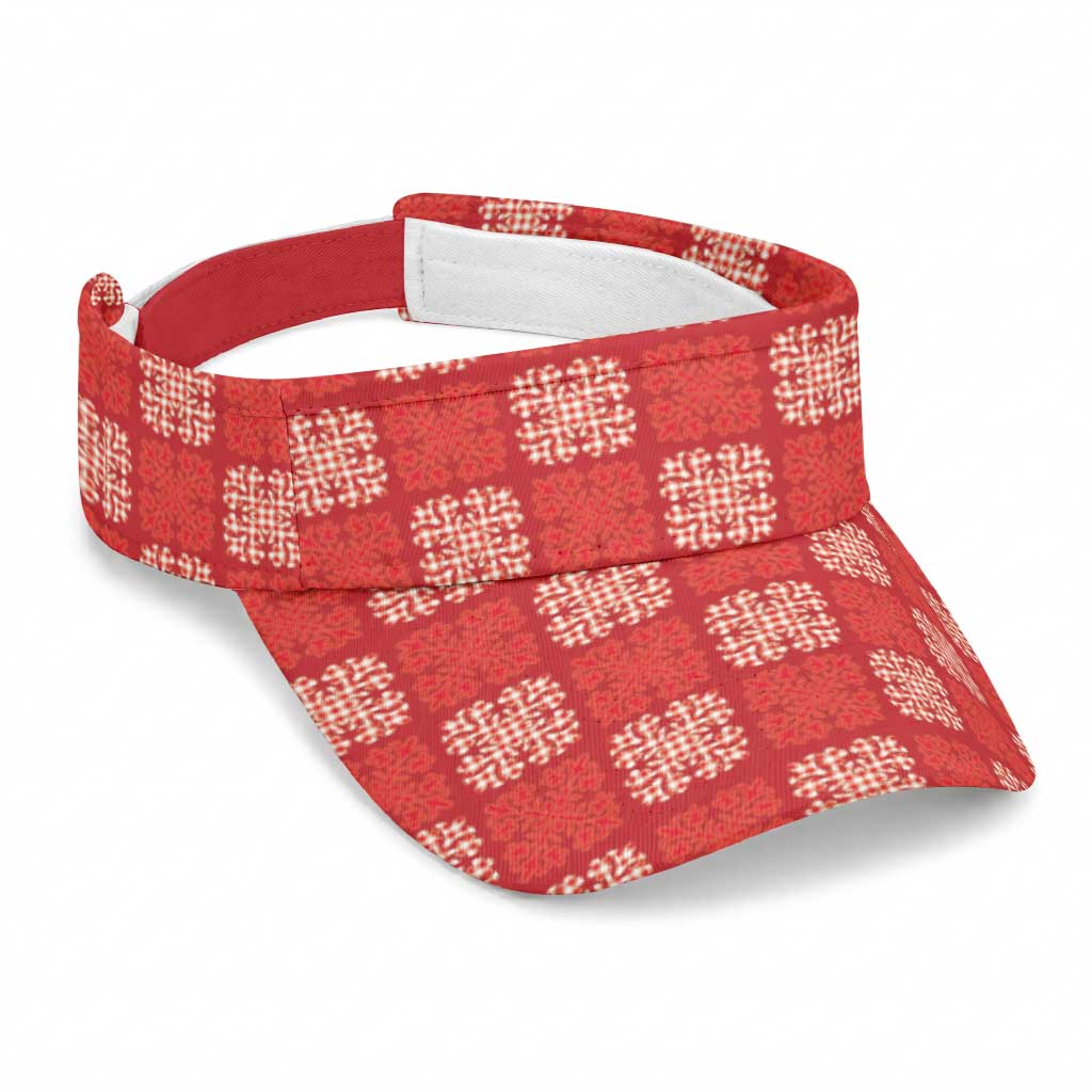 Red Palaka Quilt Hawaii Sun Visor Cap Traditional Hawaii-plaid Pattern LT14 Universal Fit Red - Polynesian Pride