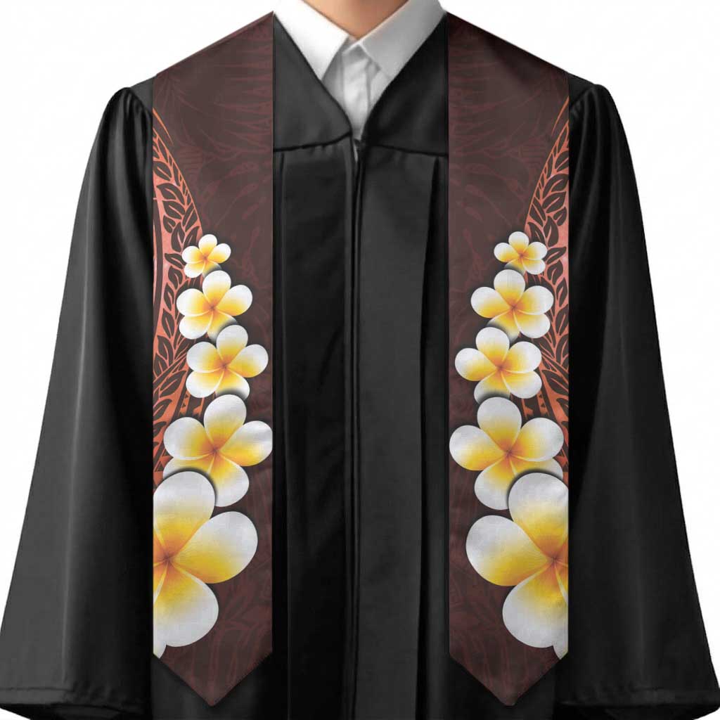 Red Polynesia Graduation Stole Plumeria Tropical Leaves With Galaxy Polynesian Art LT14 - Polynesian Pride