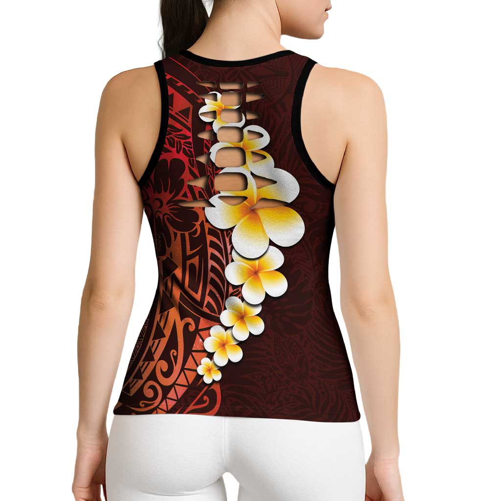 Red Polynesia Hollow Tank Top Plumeria Tropical Leaves Galaxy Polynesian Art LT14 - Polynesian Pride