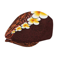 Red Polynesia Jeff Hat Plumeria Tropical Leaves Galaxy Polynesian Art - Polynesian Pride