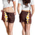 Red Polynesia Shorts for Women Plumeria Tropical Leaves With Galaxy Polynesian Art - Polynesian Pride