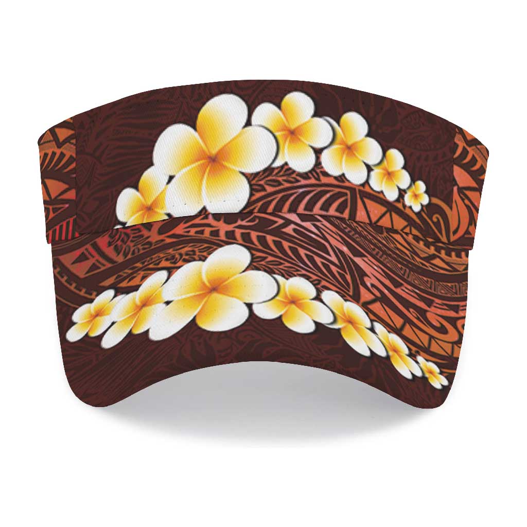 Red Polynesia Sun Visor Cap Plumeria Tropical Leaves With Galaxy Polynesian Art LT14 - Polynesian Pride