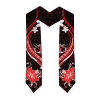 Red Polynesian Pattern With Tropical Flowers Graduation Stole LT05 - Polynesian Pride