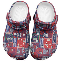 Red Samoa Manuia Le Kerisimasi Clogs Shoes Pacific Patchwork Xmas Vibes - Polynesian Pride