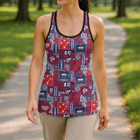 Red Samoa Manuia Le Kerisimasi Hollow Tank Top Pacific Patchwork Xmas Vibes LT9 - Polynesian Pride