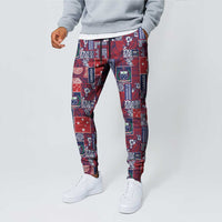 Red Samoa Manuia Le Kerisimasi Jogger Pants Pacific Patchwork Xmas Vibes LT9 - Polynesian Pride