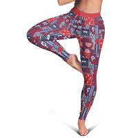 Red Samoa Manuia Le Kerisimasi Leggings Pacific Patchwork Xmas Vibes LT9 - Polynesian Pride